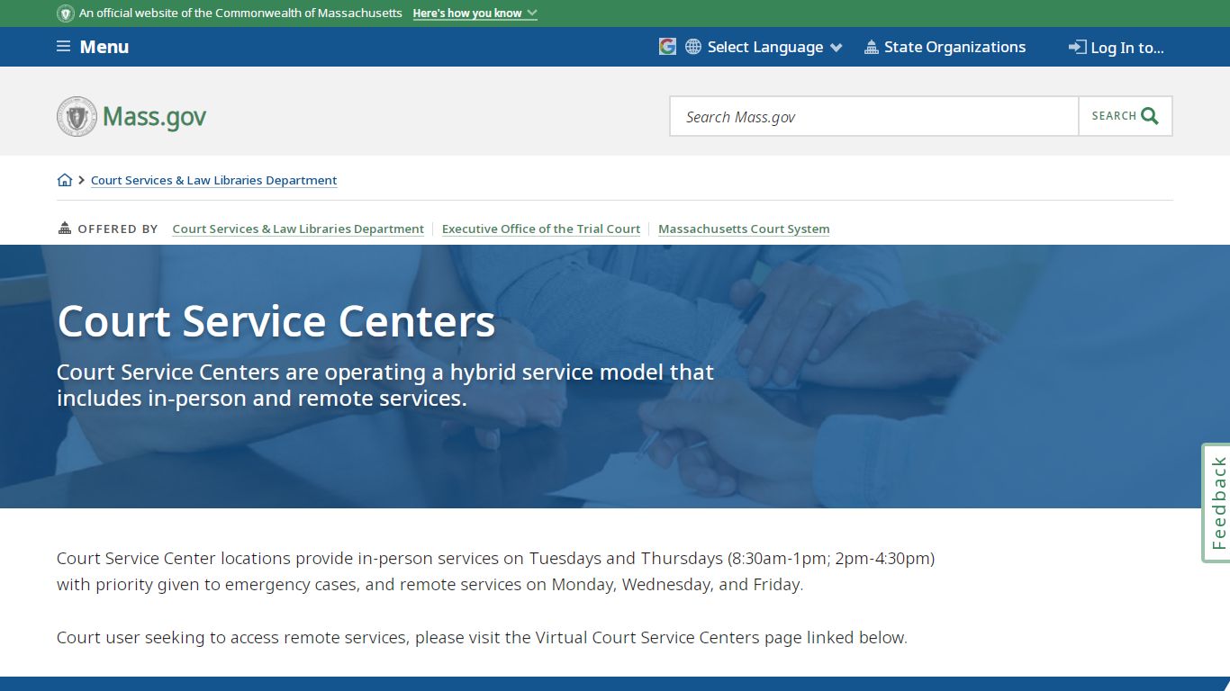 Court Service Centers | Mass.gov