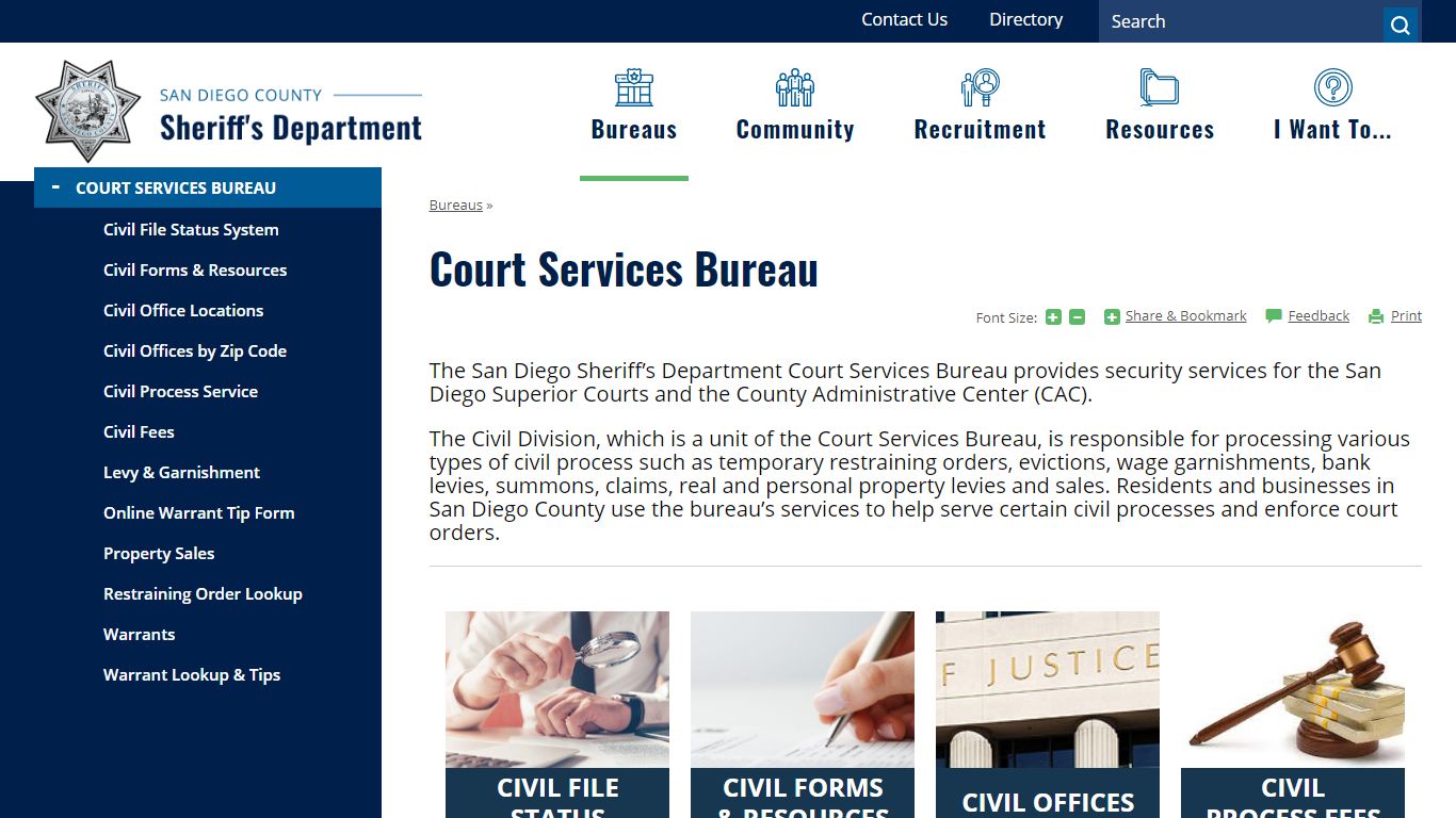 Court Services Bureau | San Diego County Sheriff