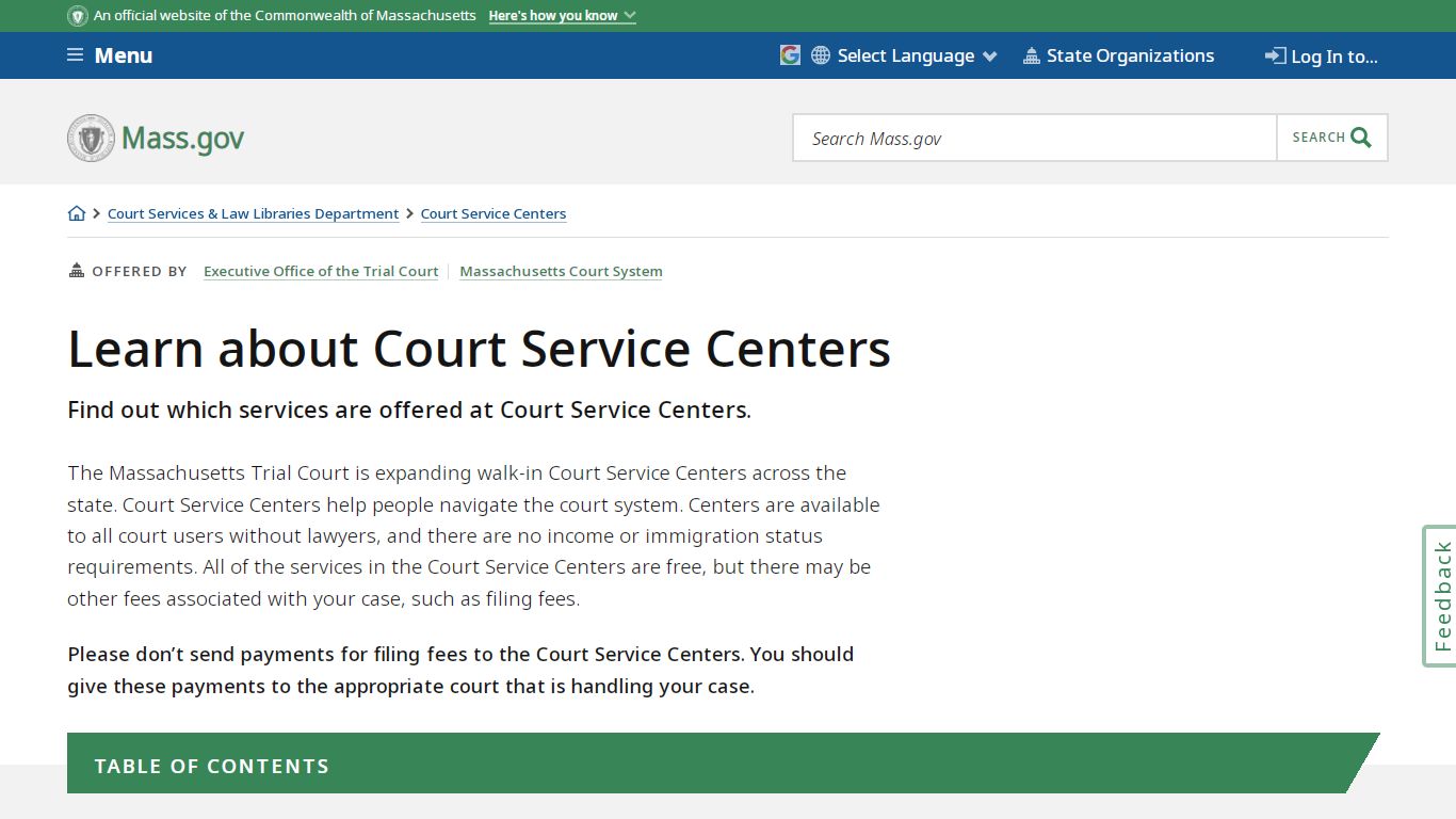 Learn about Court Service Centers | Mass.gov